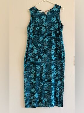 Super Cute Norton McNaughton Teal Floral Maxi Summer Dress